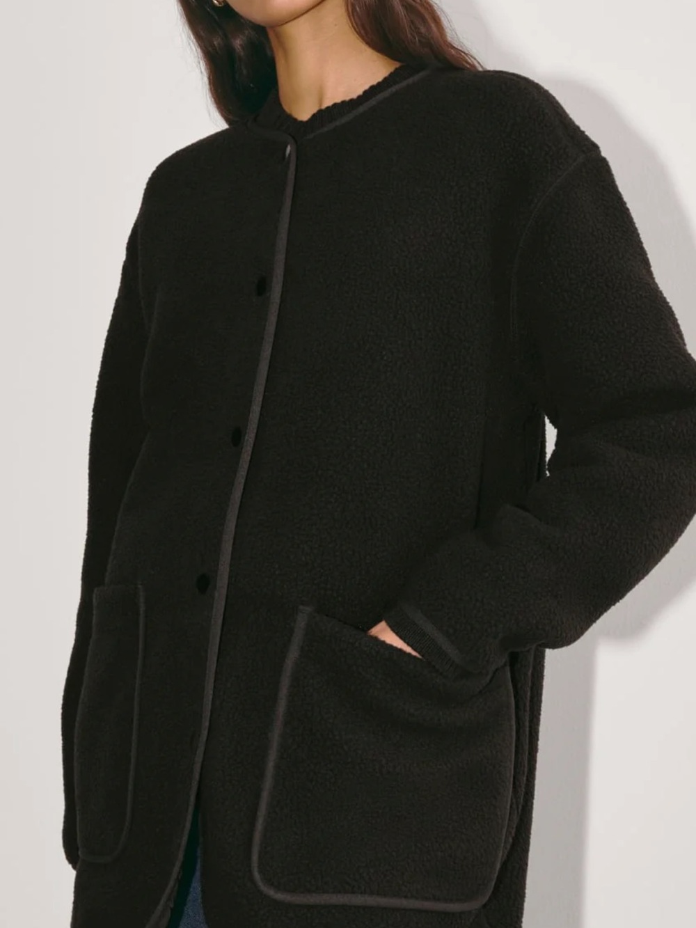 NEW Everlane Black Fleece Teddy Liner Jacket in Size Large - Picture 3 of 12